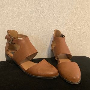Brown leather booties